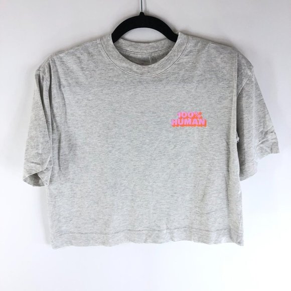 Everlane The 100% Human Cropped Tee Short Sleeve Organic Cotton Gray XXS - Picture 3 of 6